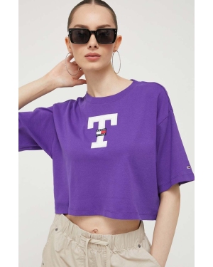 Tommy Jeans t-shirt bawełniany kolor fioletowy