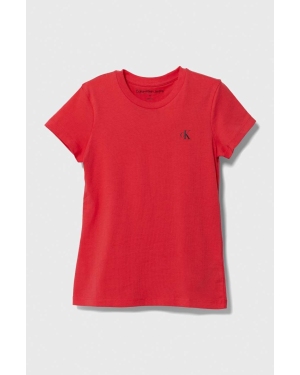 Calvin Klein Jeans t-shirt bawełniany dziecięcy 2-pack kolor czerwony