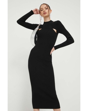 HUGO sukienka kolor czarny maxi dopasowana