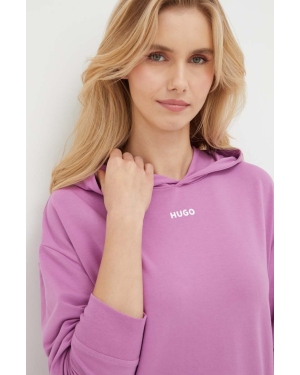 HUGO bluza lounge kolor fioletowy z kapturem 50490594