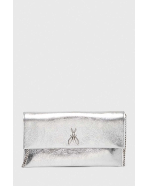 Patrizia Pepe kopertówka skórzana kolor srebrny
