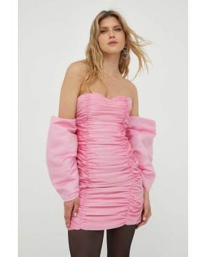 Rotate sukienka kolor różowy mini dopasowana