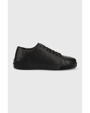 Calvin Klein sneakersy skórzane LOW LACE UP LTH MONO kolor czarny HM0HM01236