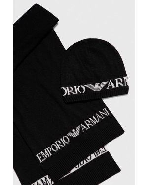 Emporio Armani czapka i szalik z domieszką wełny kolor czarny