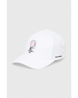Karl Lagerfeld czapka z daszkiem kolor biały z nadrukiem