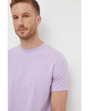 Karl Lagerfeld t-shirt bawełniany kolor fioletowy z nadrukiem