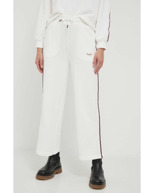 Pepe Jeans spodnie dresowe bawełniane Bibi kolor biały z aplikacją