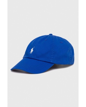 Polo Ralph Lauren czapka z daszkiem bawełniana kolor niebieski gładka