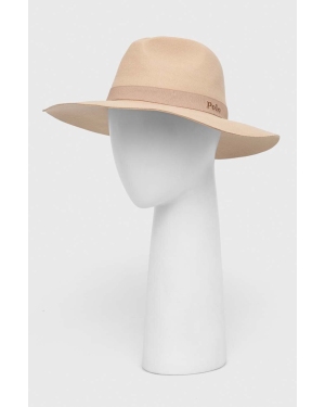 Polo Ralph Lauren kapelusz wełniany kolor beżowy wełniany
