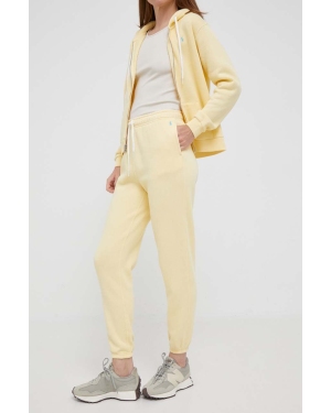 Polo Ralph Lauren spodnie dresowe kolor żółty gładkie