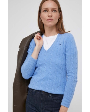 Polo Ralph Lauren sweter wełniany damski kolor niebieski lekki