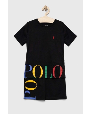 Polo Ralph Lauren piżama dziecięca kolor czarny z nadrukiem