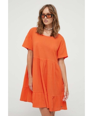 Roxy sukienka bawełniana kolor pomarańczowy mini oversize