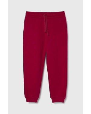 United Colors of Benetton spodnie dresowe bawełniane dziecięce kolor różowy gładkie