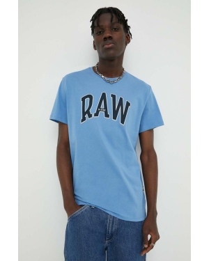 G-Star Raw t-shirt bawełniany kolor niebieski z nadrukiem