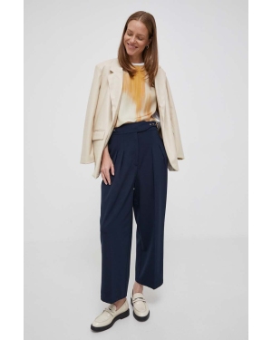 Lauren Ralph Lauren spodnie damskie kolor granatowy szerokie high waist