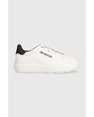 Love Moschino sneakersy skórzane kolor biały JA15374G1HIA110A