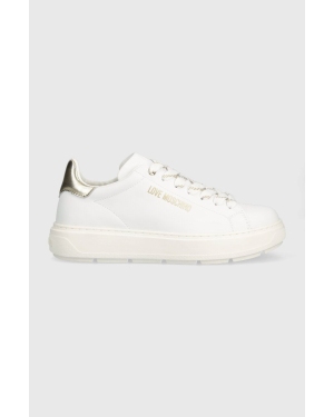 Love Moschino sneakersy skórzane kolor biały JA15374G1HIA210A
