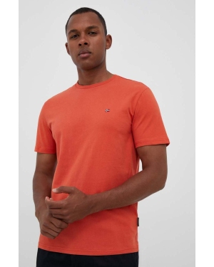 Napapijri t-shirt bawełniany kolor pomarańczowy gładki