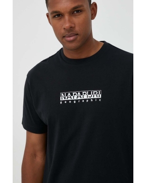 Napapijri t-shirt bawełniany S-Box kolor czarny z nadrukiem NP0A4H8S0411