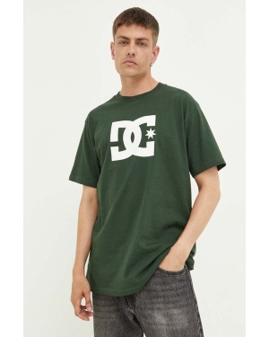 DC t-shirt bawełniany kolor zielony z nadrukiem