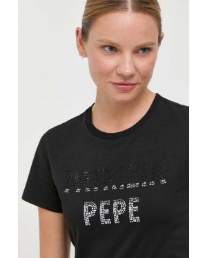 Patrizia Pepe t-shirt bawełniany kolor czarny