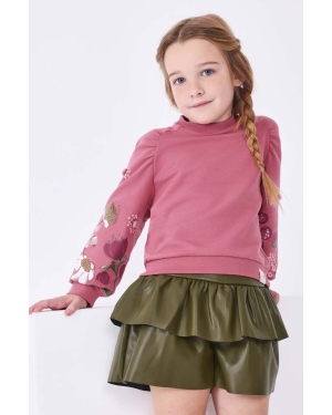 Mayoral spódnica dziecięca kolor zielony mini rozkloszowana