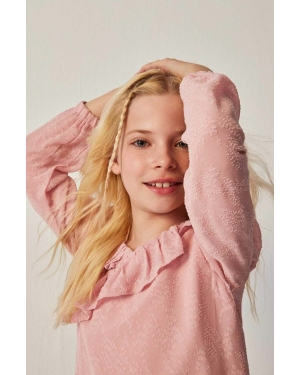 Mayoral bluzka dziecięca kolor różowy gładka