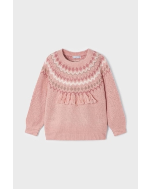 Mayoral sweter dziecięcy kolor różowy ciepły