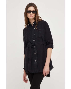 Answear Lab kurtka jeansowa damska kolor czarny przejściowa oversize