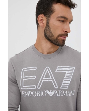 EA7 Emporio Armani bluza bawełniana męska kolor szary z nadrukiem
