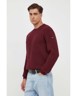 Paul&Shark sweter wełniany męski kolor bordowy ciepły
