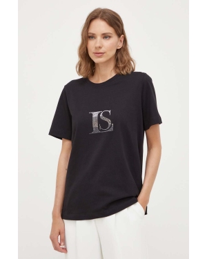 Luisa Spagnoli t-shirt bawełniany kolor czarny