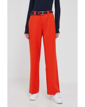 Rich & Royal spodnie damskie kolor pomarańczowy proste high waist