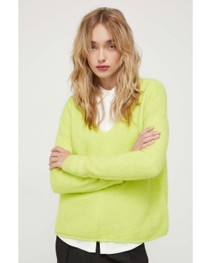 American Vintage sweter wełniany damski kolor zielony lekki
