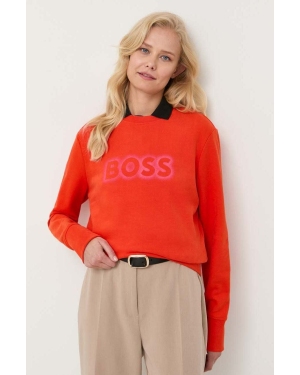BOSS bluza bawełniana damska kolor pomarańczowy z nadrukiem 50468357