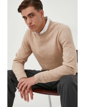 BOSS sweter z domieszką wełny kolor beżowy