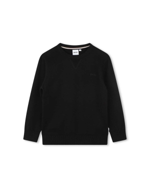 BOSS sweter bawełniany dziecięcy kolor czarny lekki