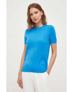 BOSS sweter wełniany damski kolor niebieski lekki