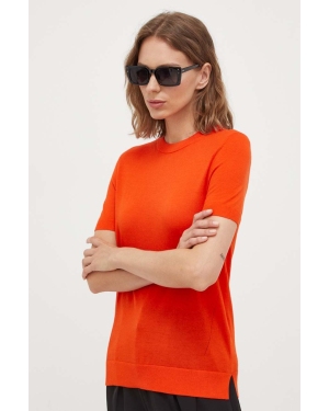 BOSS sweter wełniany damski kolor pomarańczowy lekki