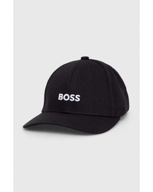 BOSS czapka z daszkiem bawełniana kolor czarny z aplikacją 50495121