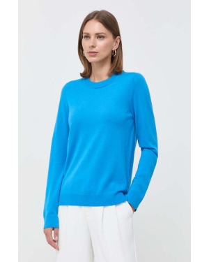 BOSS sweter wełniany kolor niebieski