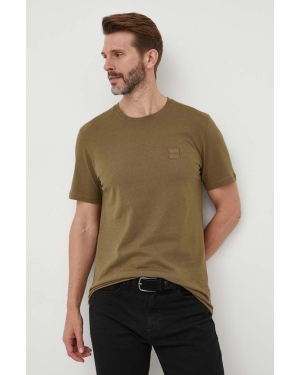 BOSS t-shirt bawełniany BOSS ORANGE kolor beżowy gładki 50472584