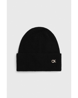 Calvin Klein czapka z domieszką wełny kolor czarny z domieszką wełny