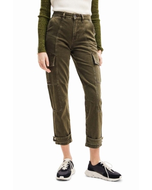 Desigual spodnie damskie kolor zielony