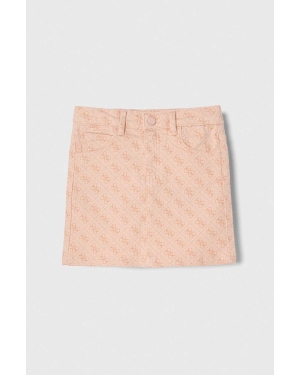 Guess spódnica jeansowa dziecięca kolor różowy mini prosta
