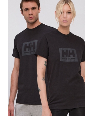 Helly Hansen t-shirt bawełniany kolor czarny z nadrukiem 53285-096