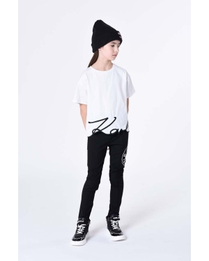 Karl Lagerfeld spodnie dresowe dziecięce kolor czarny z nadrukiem