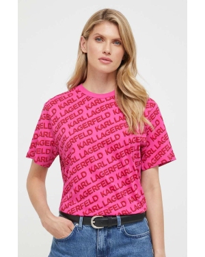 Karl Lagerfeld t-shirt bawełniany kolor różowy
