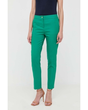 Morgan spodnie damskie kolor zielony fason cygaretki high waist